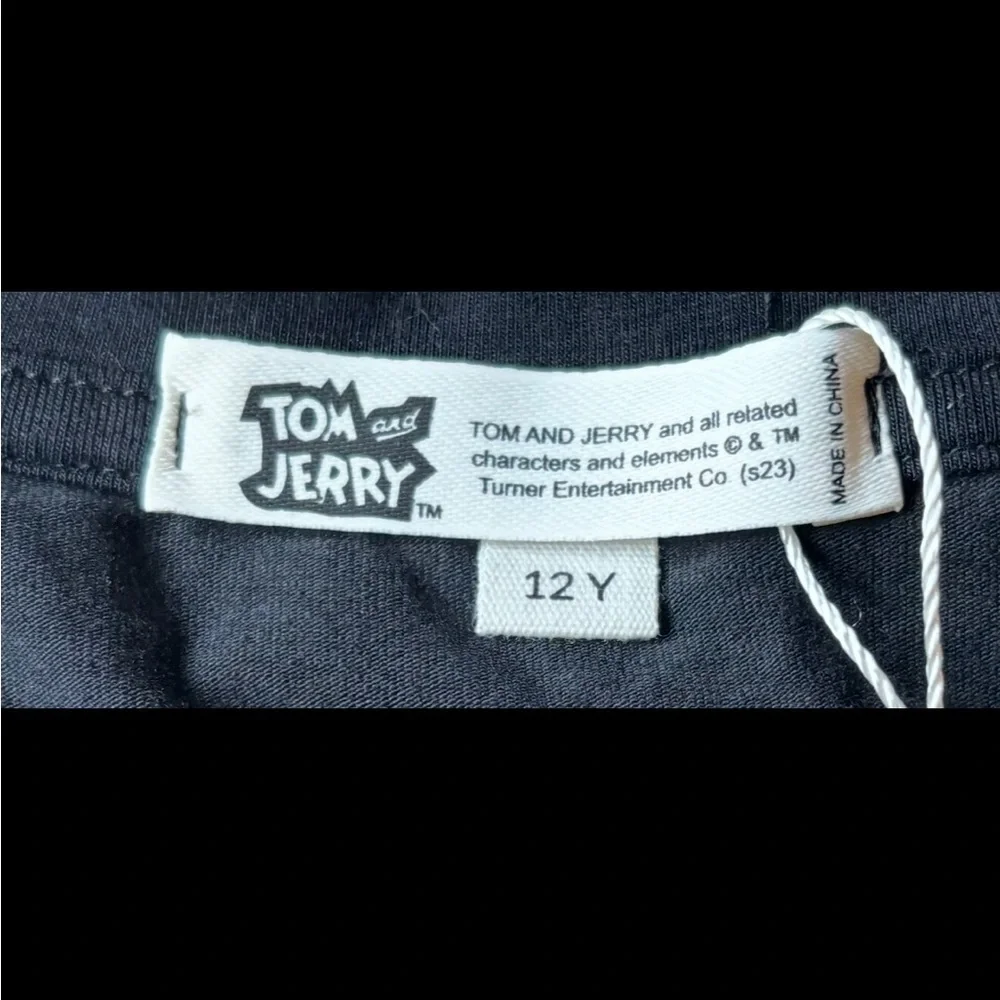 NWT SHEIN X Tom and Jerry Collab Kids  Black Tee